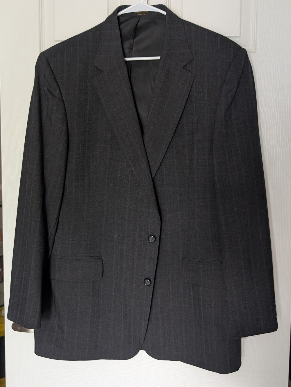 Vintage Men's Wool-Blend Charcoal Pinstripe Blazer, Suit Jacket, Sport Coat